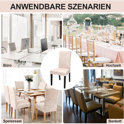 Sämischleder Stuhlhussen 6er Set – Stretchbezüge für Stühle