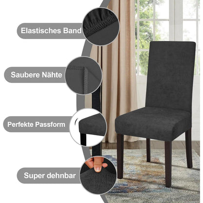 Stretch Stuhlhussen Sämischleder 4er Set Schwarz