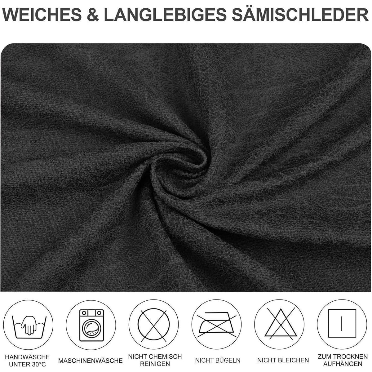 Stretch Stuhlhussen Sämischleder 4er Set Schwarz