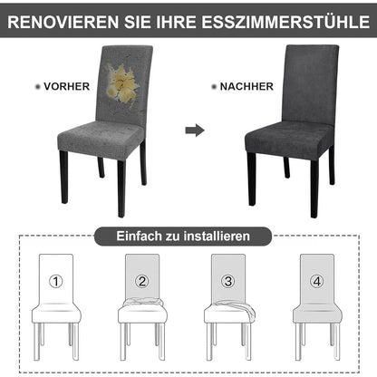 Stretch Stuhlhussen Sämischleder 4er Set Schwarz
