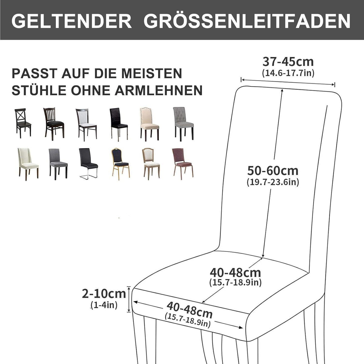 Stretch Stuhlhussen Sämischleder 4er Set Schwarz