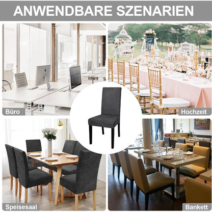 Stretch Stuhlhussen Sämischleder 4er Set Schwarz