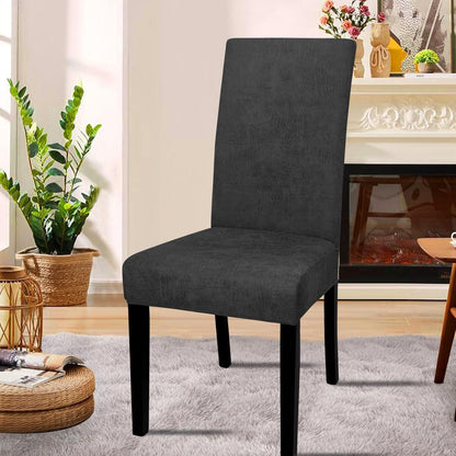 Stretch Stuhlhussen Sämischleder 4er Set Schwarz