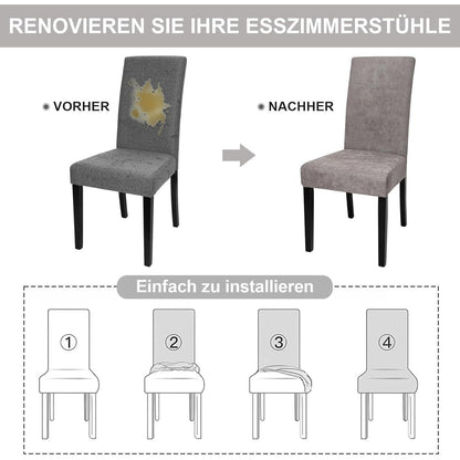Stretch Stuhlhussen Set 4er Grau – Abnehmbar & Waschbar