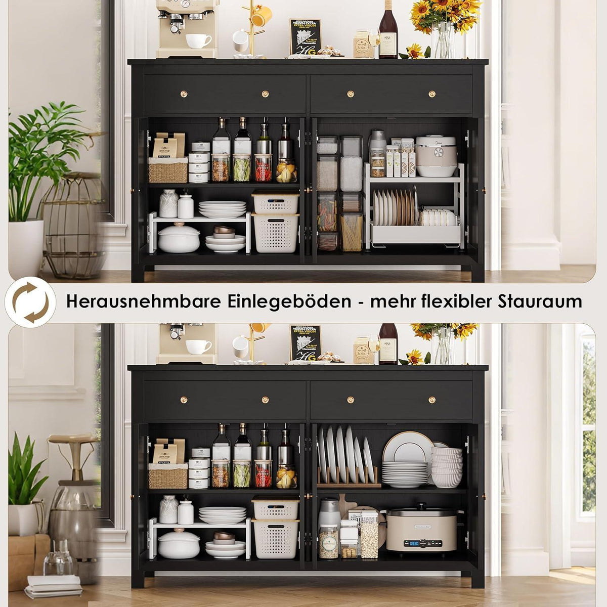140cm Sideboard mit Arbeitsplatte – Küchenschrank & Buffetschrank