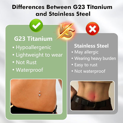 G23 Titan Bauchnabelpiercing 14G 12mm mit bunten Kugeln