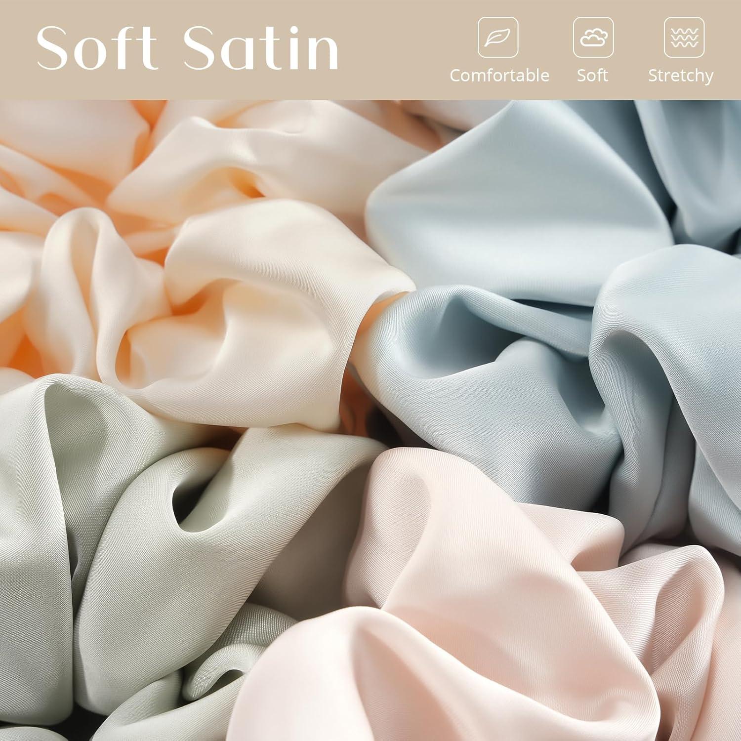 4er Pack Seidige Scrunchies Satin Haargummis für Damen-Frauen-Mädchen, Weich Elastisch, 4 Farben