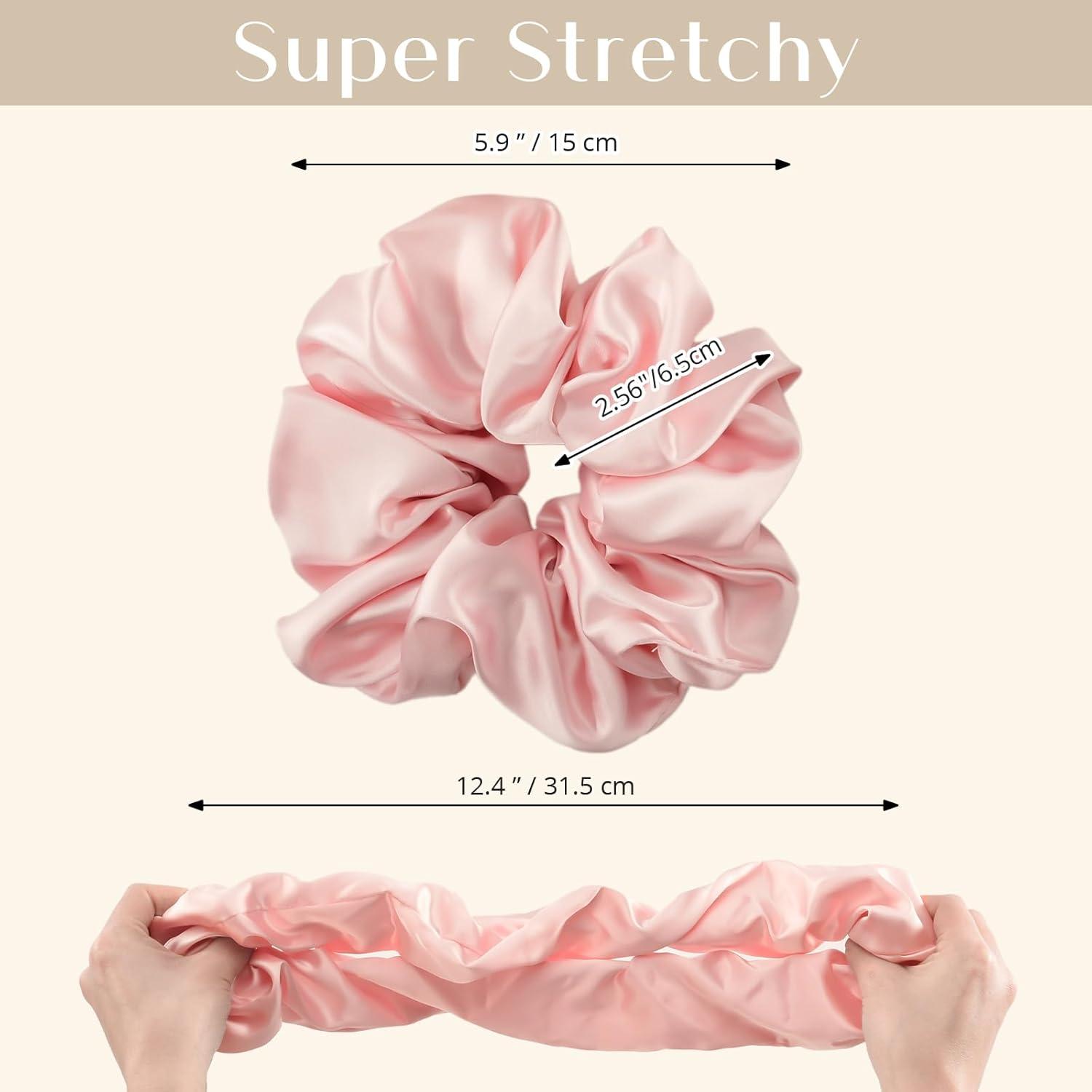(4 Stück) Große Satin Haargummis Damen Scrunchies Seide in 4 Farben