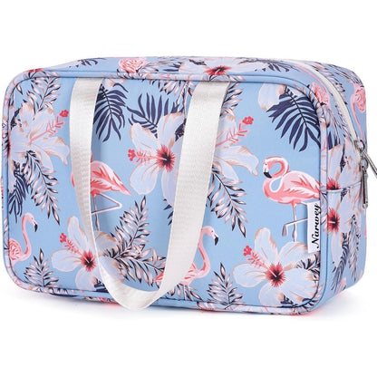 Kulturbeutel groß Aqua Flamingo | Reise Kosmetiktasche Organizer