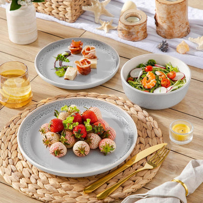 Steingut Geschirrset 36tlg für 12 Personen, Beige