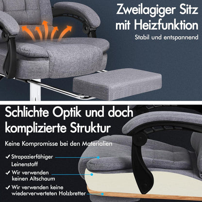 Bürostuhl mit Massagefunktion und ergonomischem Design, Felsgrau