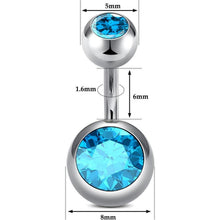 Bauchnabelpiercing Titan Silber 6-16mm Stablänge mit Rosa/Blau CZ