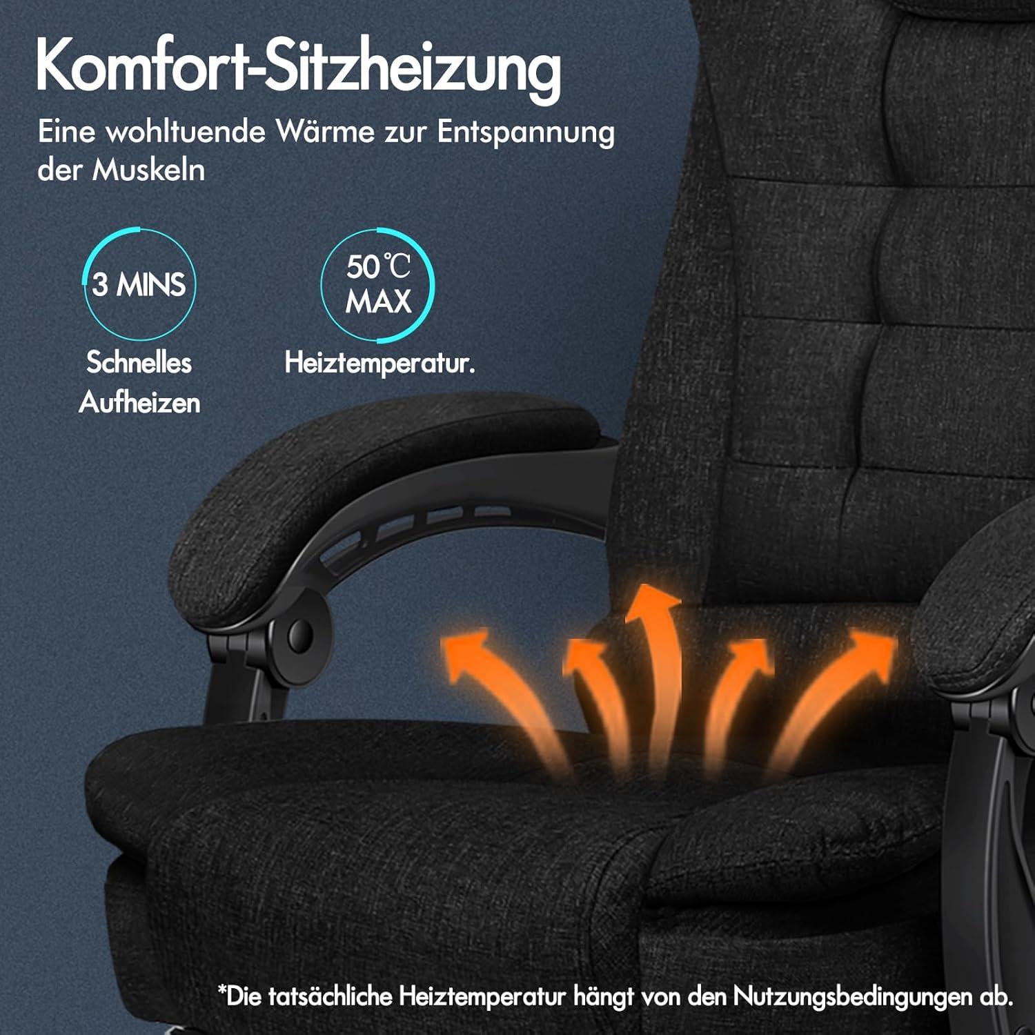 Bürostuhl Massagefunktion ergonomisches Design große Sitzpolsterung
