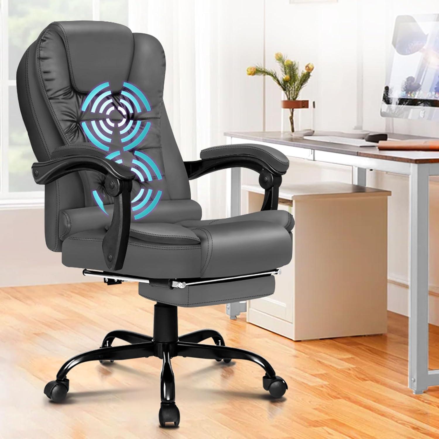 Ergonomischer Gaming-Bürostuhl mit Vibrationsmassage in Felsgrau