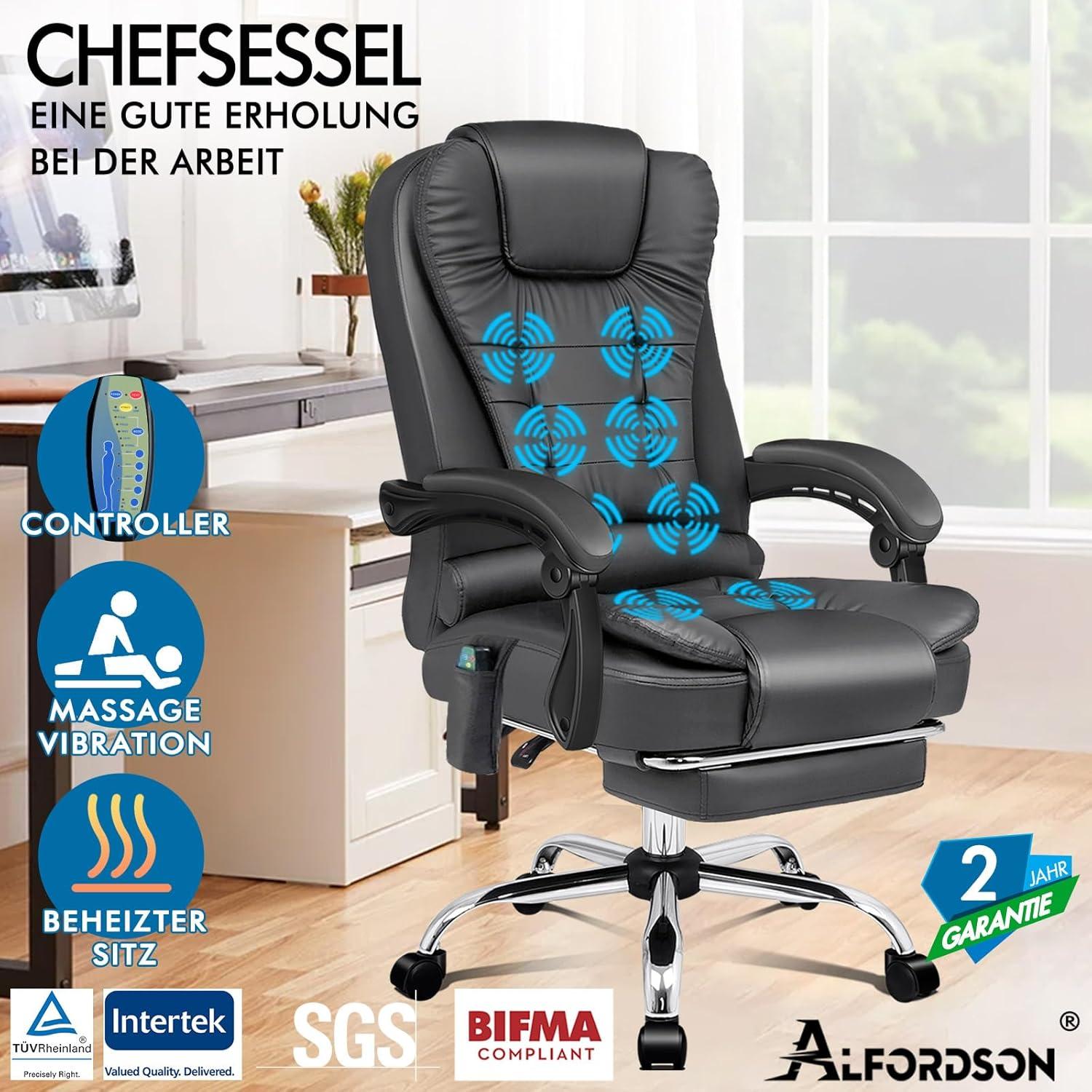 Bürostuhl mit Massagefunktion und ergonomischem Design, Felsgrau
