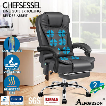 Bürostuhl mit Massagefunktion und ergonomischem Design, Felsgrau