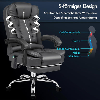 Bürostuhl Massagefunktion ergonomisches Design große Sitzpolsterung Felsgrau