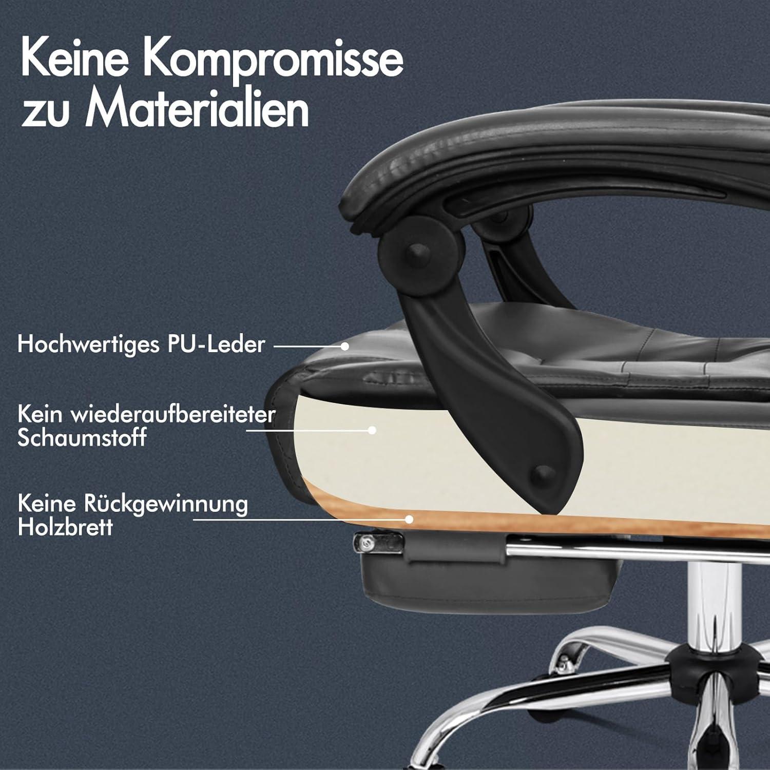 Bürostuhl Massagefunktion ergonomisches Design große Sitzpolsterung Felsgrau