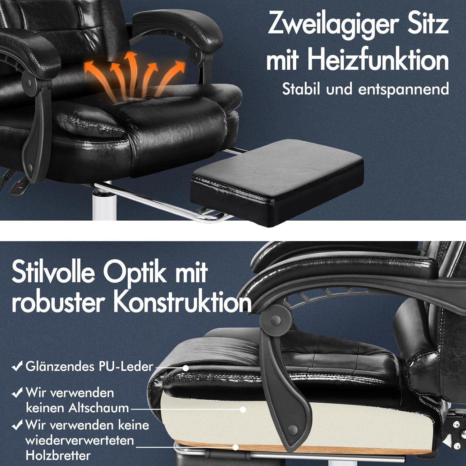 Bürostuhl Massagefunktion ergonomisches Design große Sitzpolsterung