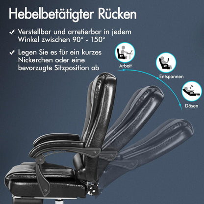 Ergonomischer Bürostuhl mit Massagefunktion und Lendenstütze, Hellschwarz