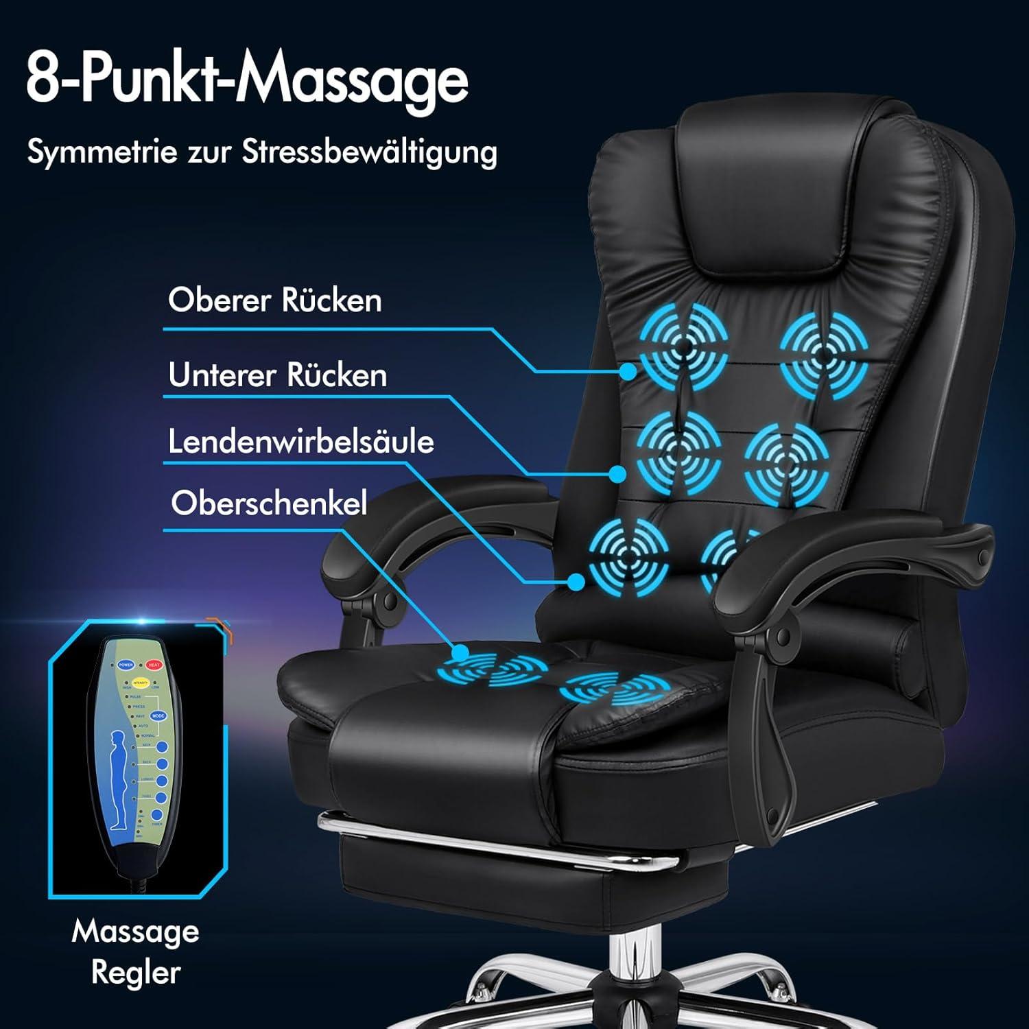 Ergonomischer Bürostuhl mit Massagefunktion und Lendenwirbelstütze