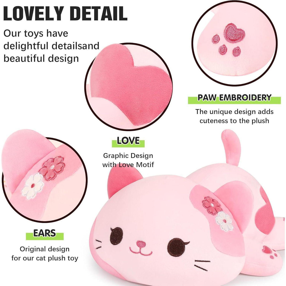 Kuscheltier Katze Plüschtier 50cm Rosa