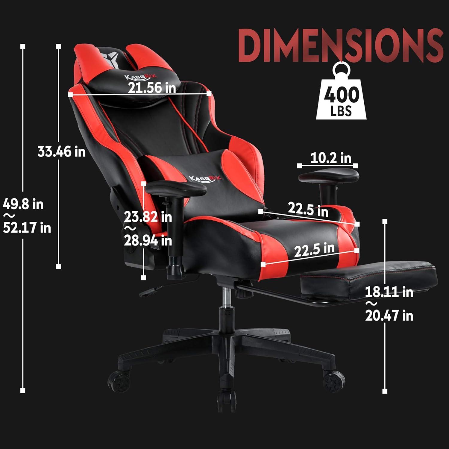 Ergonomischer Gaming-Stuhl mit Fußstütze und Lumbalkissen