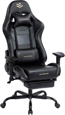 Ergonomischer Gaming Stuhl mit Fußstütze und Lumbalkissen
