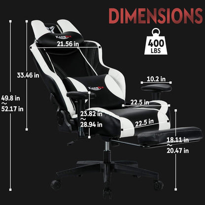 Gaming Stuhl für max. 200kg Belastbarkeit mit Ergonomie & Fußstütze