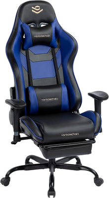 Ergonomischer Gaming Stuhl mit Fußstütze - Blau