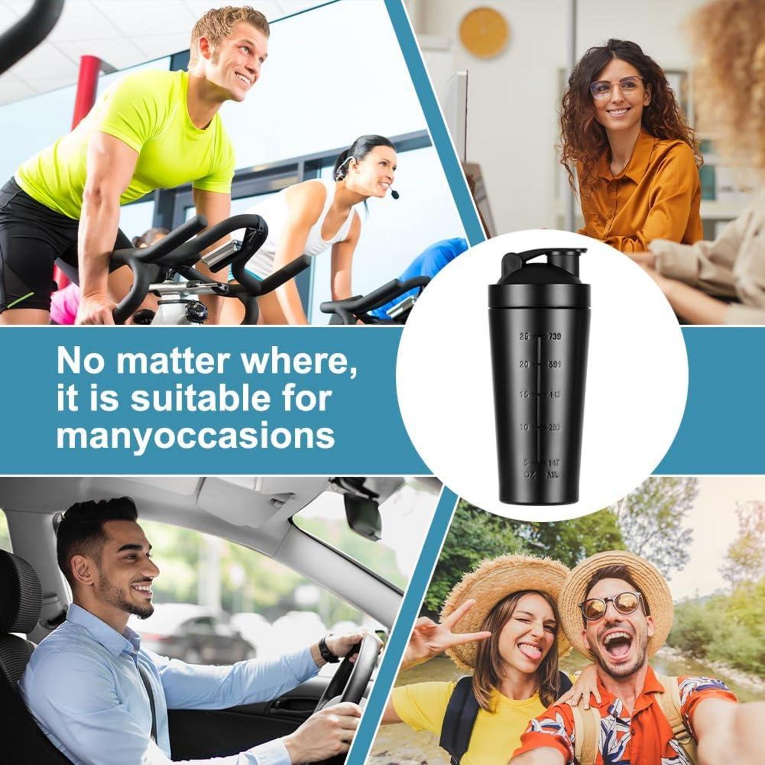 Edelstahl Protein Shaker 900ml mit Skala und Shaker Balls