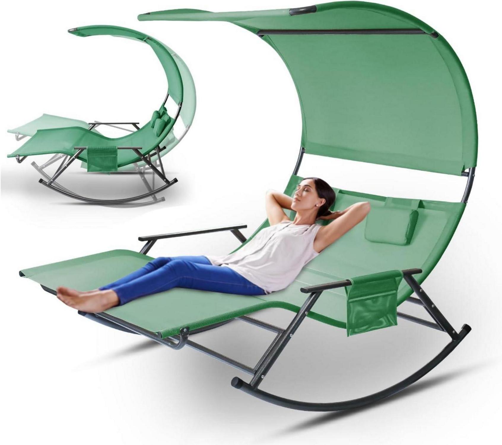 Doppelliege Outdoor 2 Personen Schaukelliege mit Sonnendach