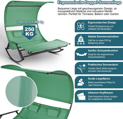 Doppelliege Outdoor 2 Personen Schaukelliege mit Sonnendach