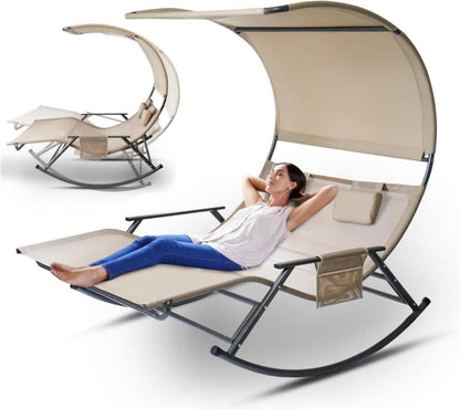 Doppelliege Outdoor Schaukelliege Sonnenliege 2 Personen Sonnendach