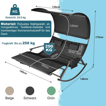 Doppelliege Outdoor Schwarz 250 kg Sonnendach Tasche