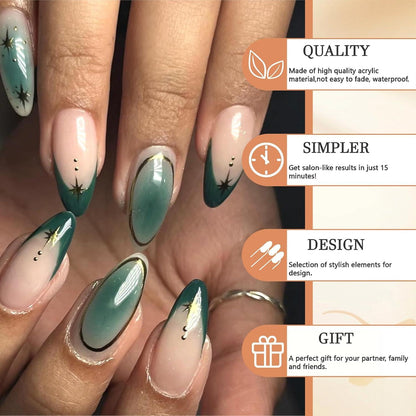 24 Stück Stiletto Press on Nägel Lange Französische Spitze Ombré Braun ABS-Akryl Nägel