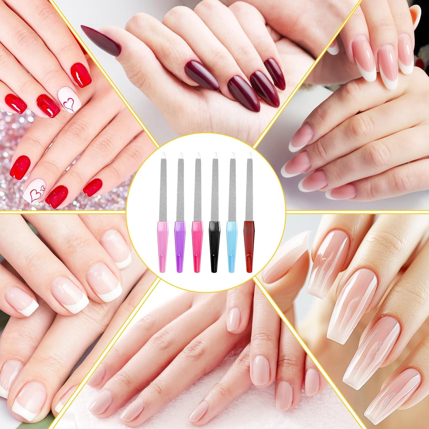 6 Stück Nagelfeilen Set für Naturnägel und Gelnägel, Doppelseitige Maniküre Pediküre Feilen