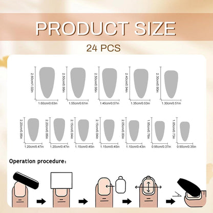 24 Stück Mandel Press on Nails Mittel 3D Blume Design Rot