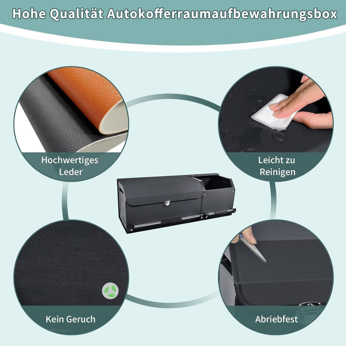 Auto Kofferraum Organizer mit Deckel – XXL Aufbewahrungsbox in Lederoptik