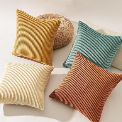 Kissenbezüge 4er Set Kordsamt Orange Blau 60x60 cm Farbverlauf