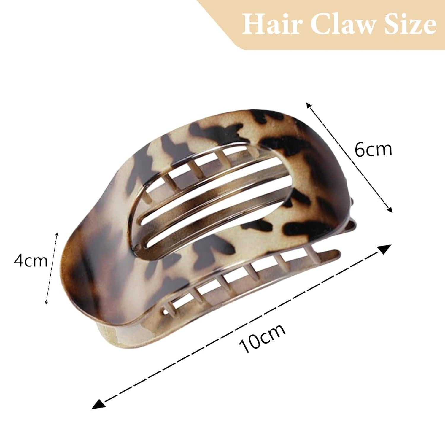 Glänzende Schildpatt Leopard Haarklammern 4er Set - Flache