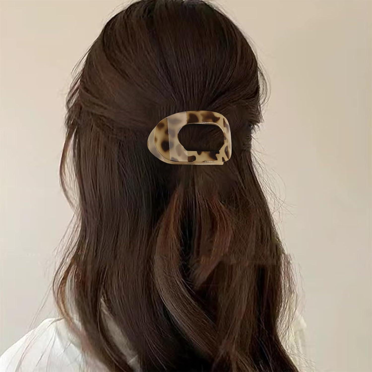 4er Set Glänzende Schildpatt Leopard Haarklammern für Damen