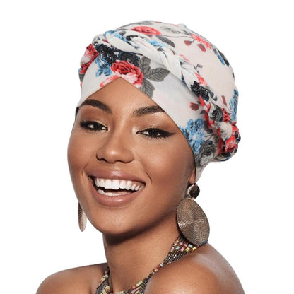 Damen Turban mit Zopfmuster, vorggebunden, Beanie Mütze