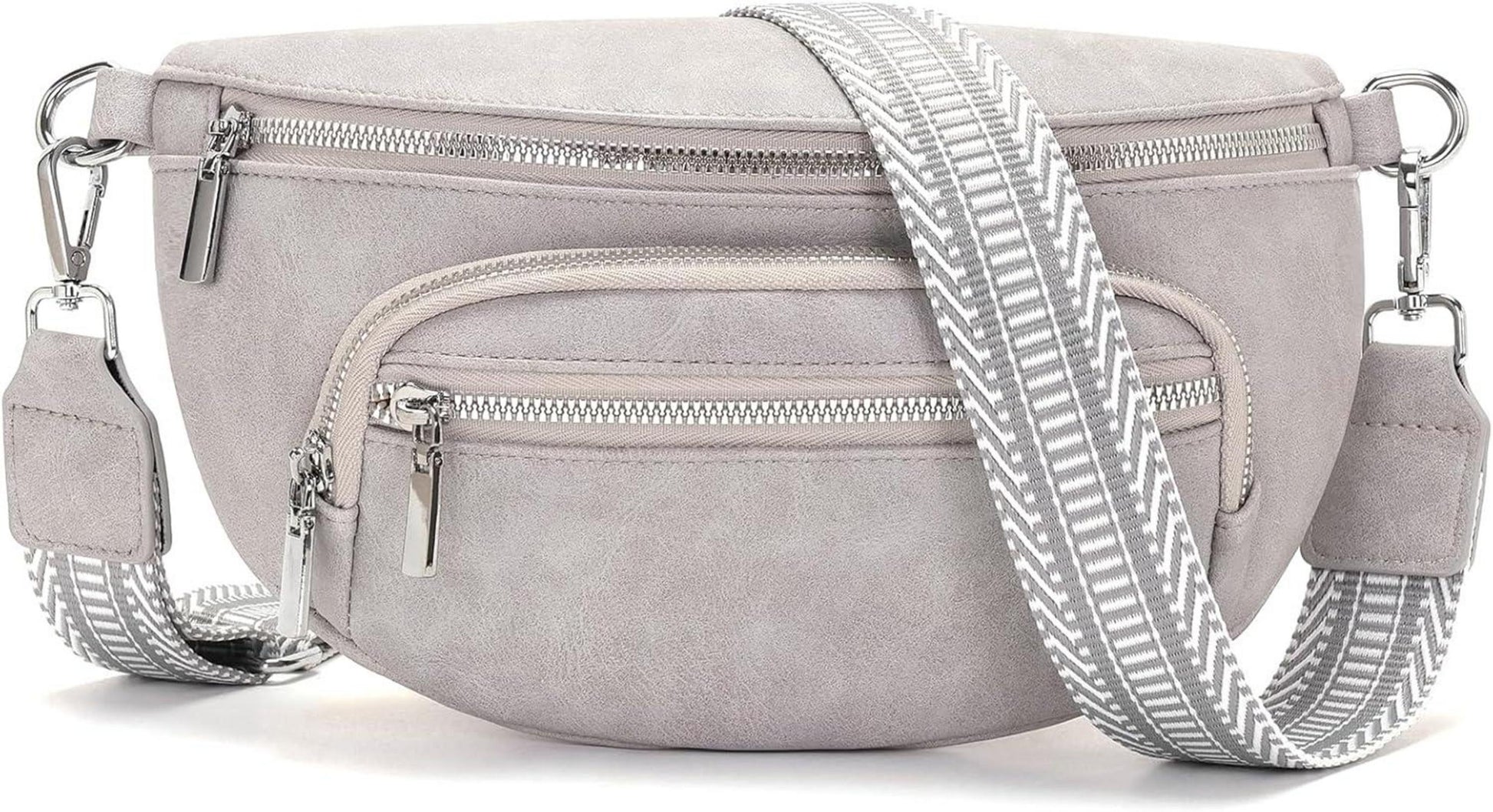 Kleine Bauchtasche Damen Beige Veganes Leder Umhängetasche Crossbody