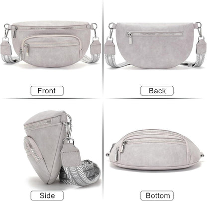 Kleine Bauchtasche Damen Beige Umhängetasche Klein Veganes Leder
