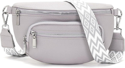 Kleine Bauchtasche Damen Beige Vegan Leder Umhängetasche Crossbody Bag
