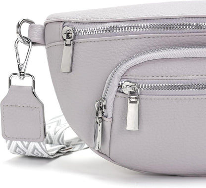 Kleine Gürteltasche Damen Beige Umhängetasche Vegan Leder Tasche