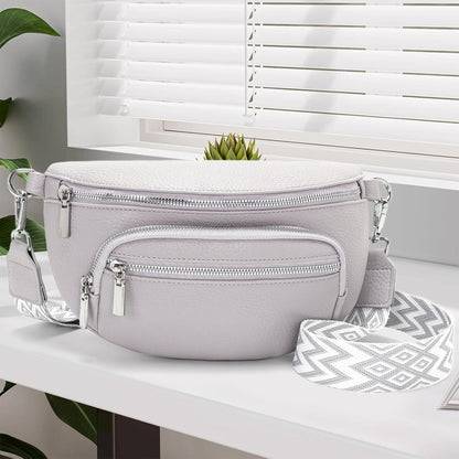 Damen Umhängetasche Klein Beige Vegan Leder Crossbody Bag