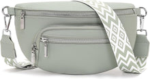 Kleine Umhängetasche Damen Beige Gürteltasche Vegan Leder