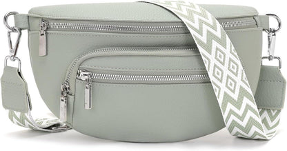 Kleine Umhängetasche Damen Beige Gürteltasche Vegan Leder